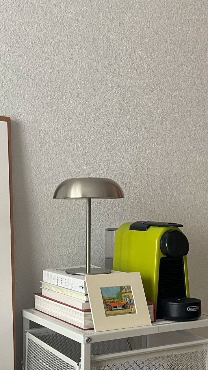 Abajur de Mesa Cogumelo em Metal Industrial - Luminária LED Sem Fio e Recarregável