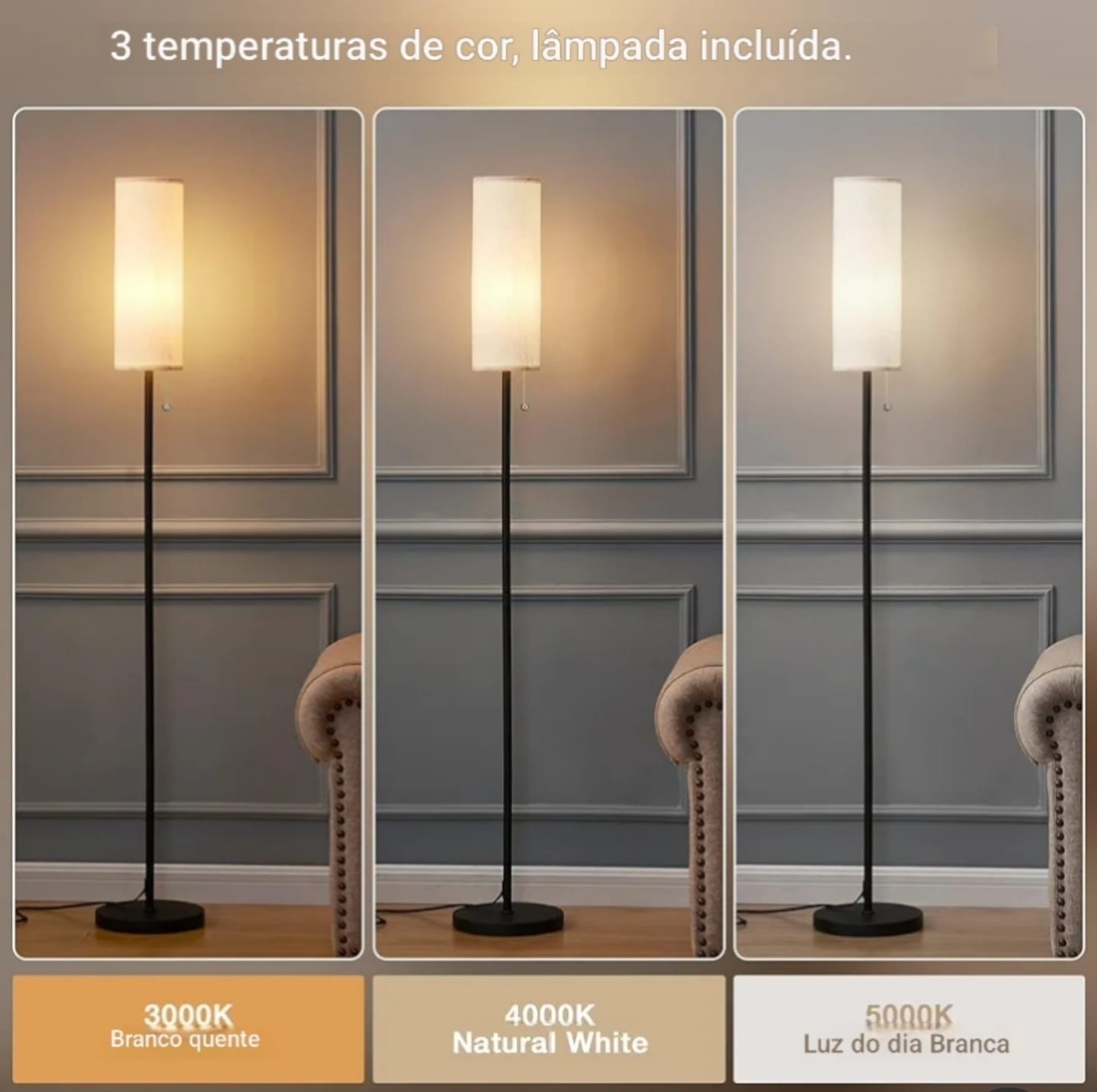 Luminária de Chão Minimalista Abajur de Piso Estilo Nórdico